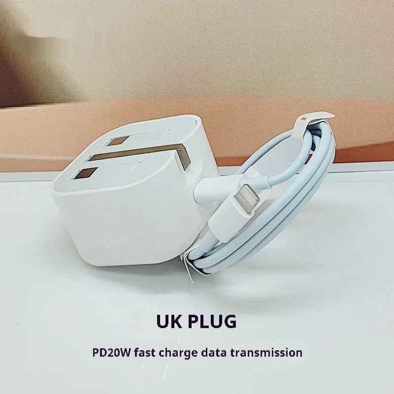 20W British Standard PD charger with TYPE-C interface for mobile phone and tablet, optional 1m or 2m cable