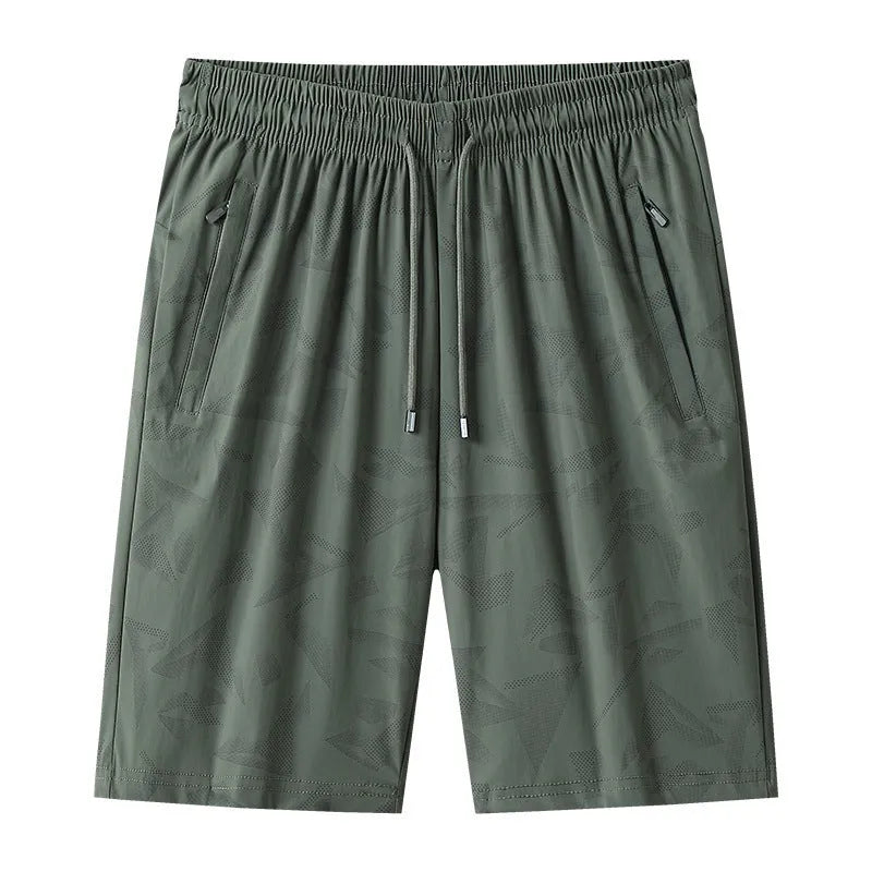 Men's knee-length camouflage exercise shorts in thin quick-dry nylon fabric