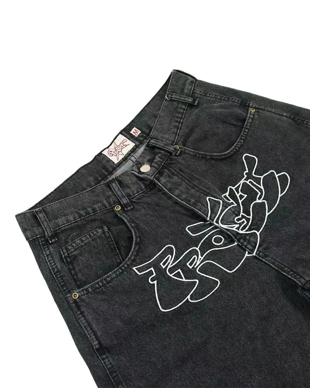 Men's straight-leg denim shorts in D36 colour with a casual hip hop style