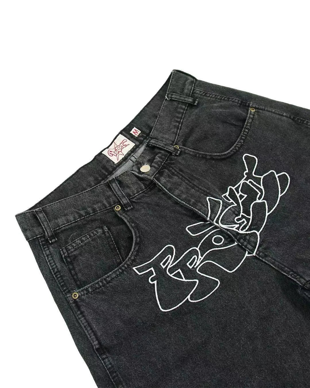 Men's straight-leg denim shorts in D36 colour with a casual hip hop style
