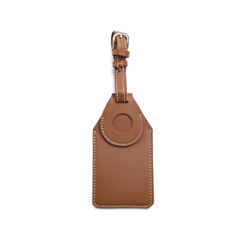 Luggage tracker protective case in black, brown and orange colours made from PU/PVC material