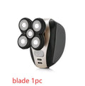 Men's 5-in-1 rechargeable shaver with black ABS body, interchangeable cutter head and body wash cleaning