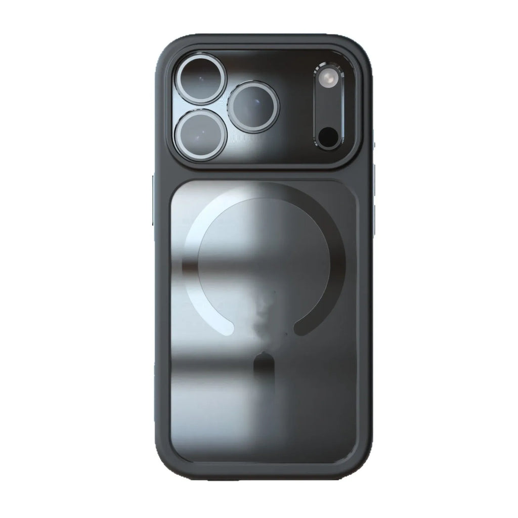 Two-in-one magnetic phone case for iPhone 17 Pro Max in black, showing shockproof construction.