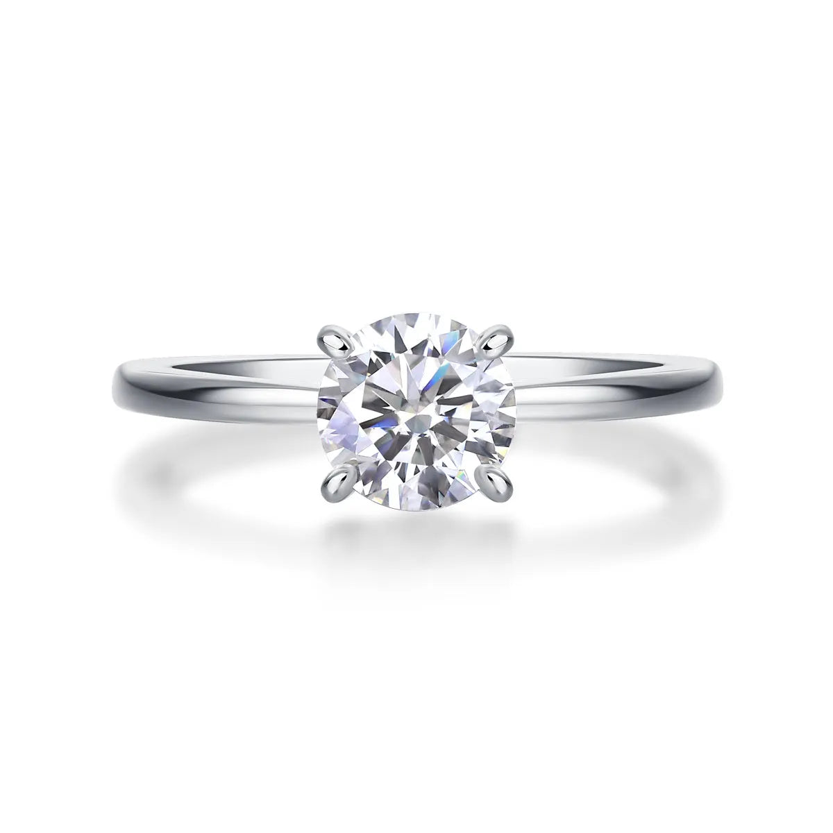 Oath moissanite wedding ring with 1 carat stone on platinum-plated S925 silver band, gift box packaging