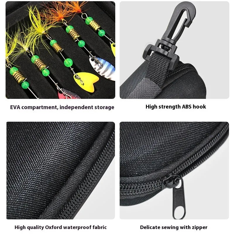 Composite sequins fishing bait bag with 16 colour lures in Oxford cloth case