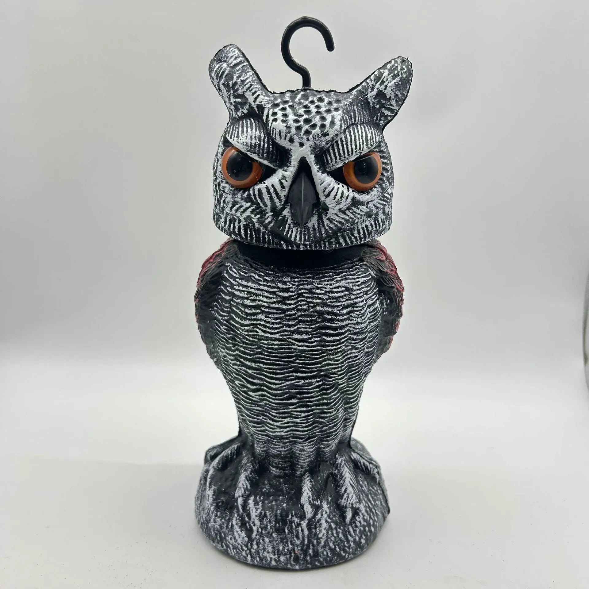 Artificial owl bait ornament with shaking head, made from white PE plastic, showing round ear design.