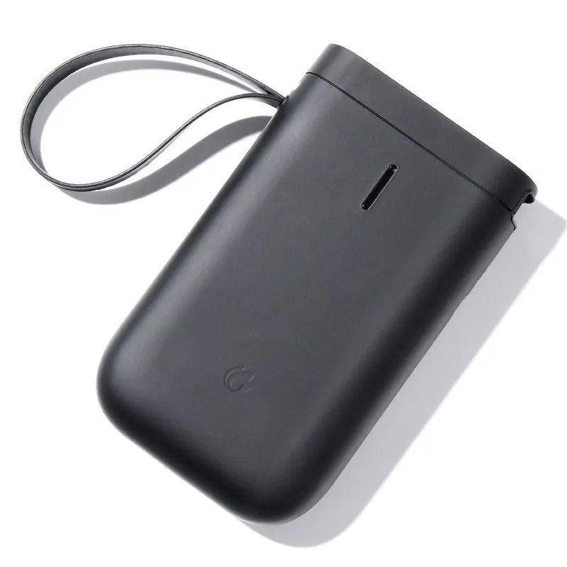 D11 Bluetooth thermal label printer with compact design showing dimensions and included accessories