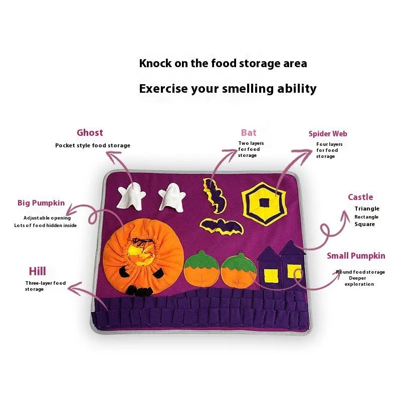Halloween pet sniffing pad 50x60cm non-slip polar fleece cloth dog and cat toy
