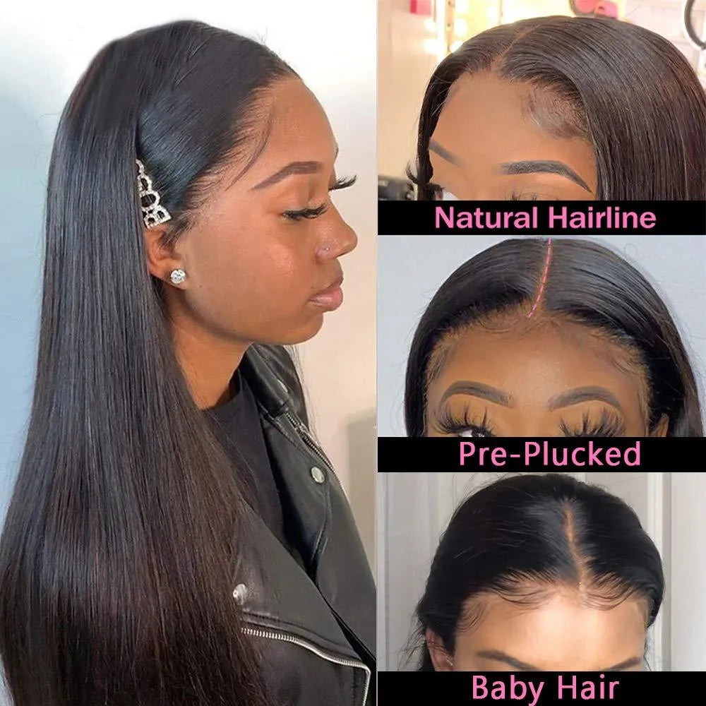 Brazilian straight front lace wig human hair black 4x1 lace 30 inch length