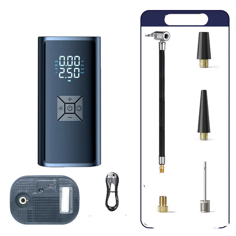 Portable wireless car tyre pump with digital display, ABS and metal construction, 3m power cord