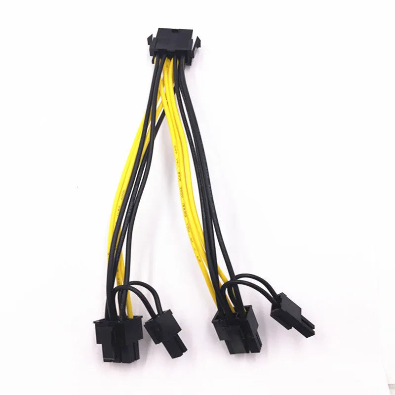 Black 8-pin female to dual 8-pin male graphics card power extension cable, 21cm length