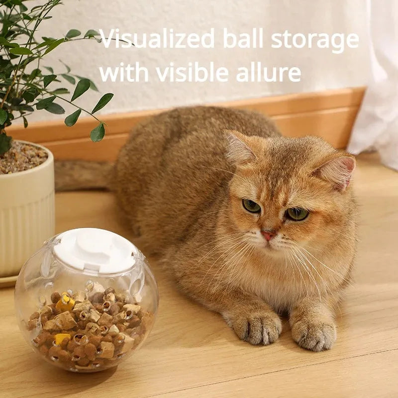 Blue pet slow feeding ball with 11.5cm diameter for treat dispensing