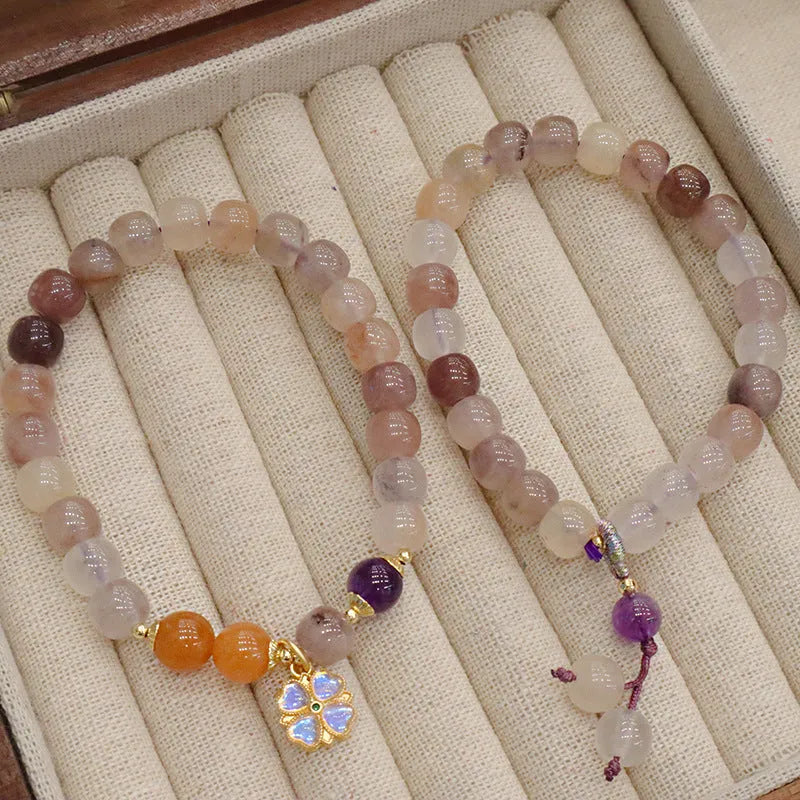 Natural Jinsi Jade violet flower bracelet with Violet Ball pendant