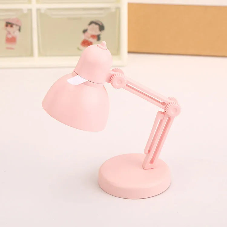 Mini table lamp with magnetic base and book clip, plastic shade, round lamp holder, white colour option
