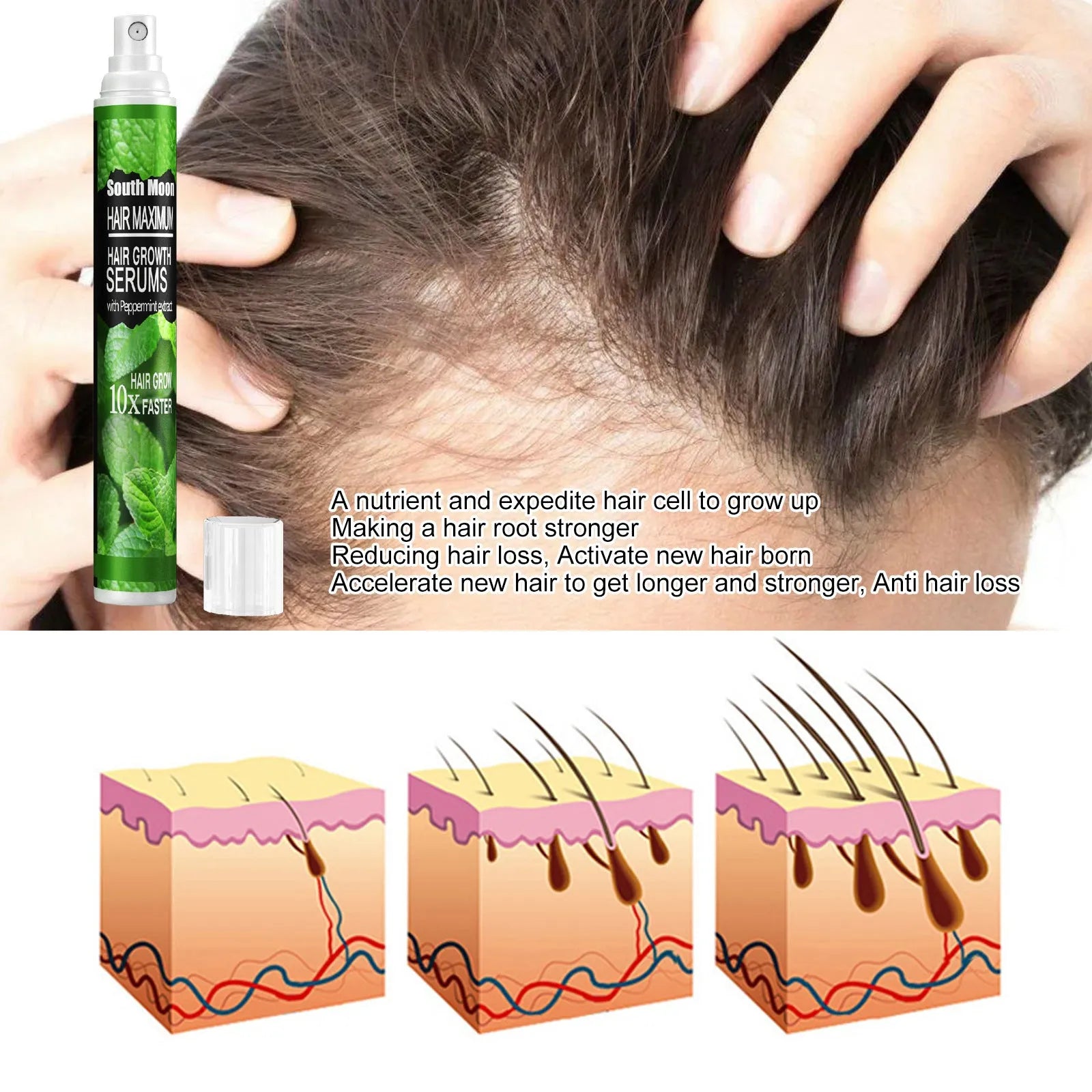 Mint Nutrition Nourishing Hair Growth Spray 10ml bottle for general hair types
