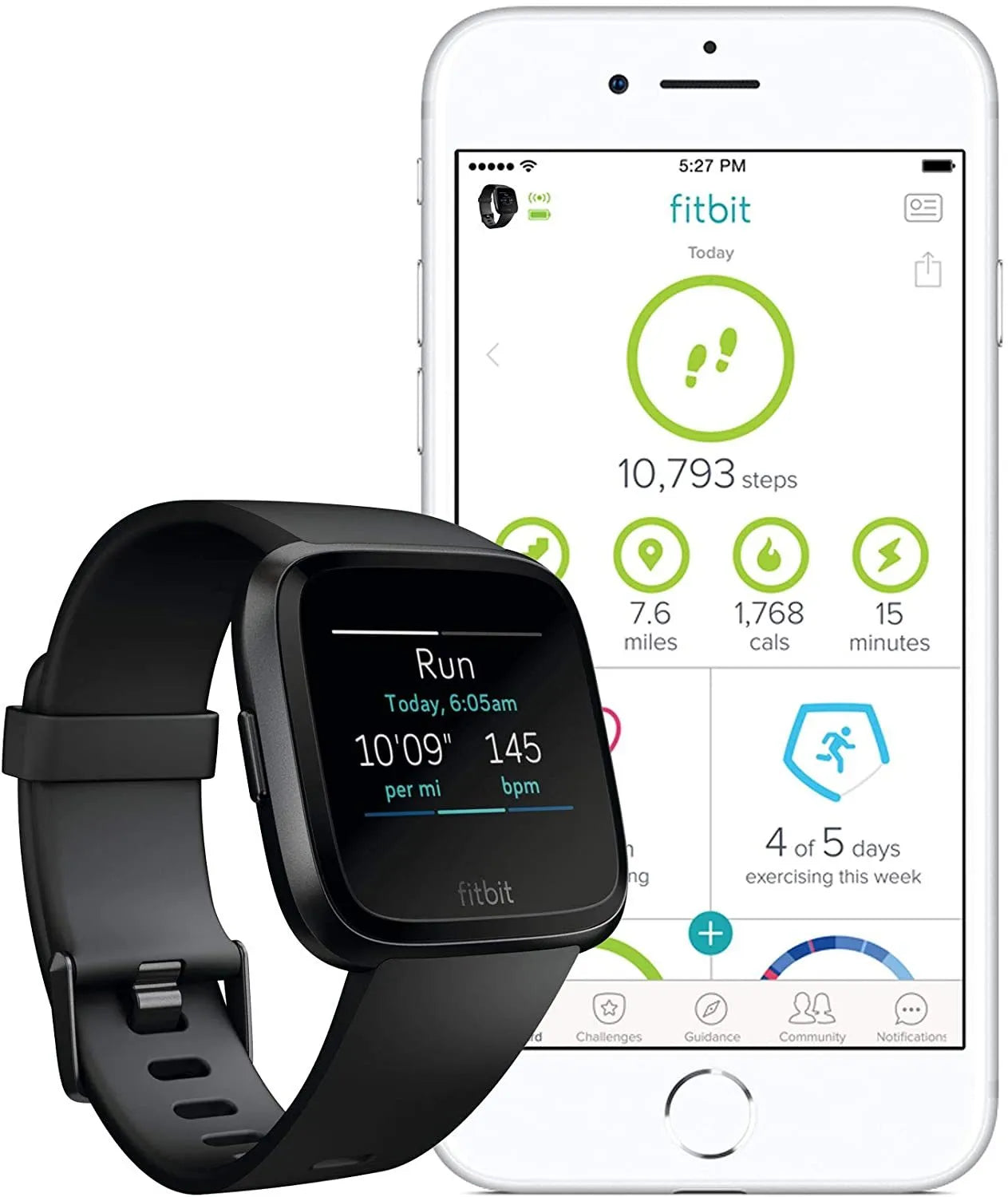 Black smart watch with heart rate monitoring on silicone wristband showing 1.4-inch screen