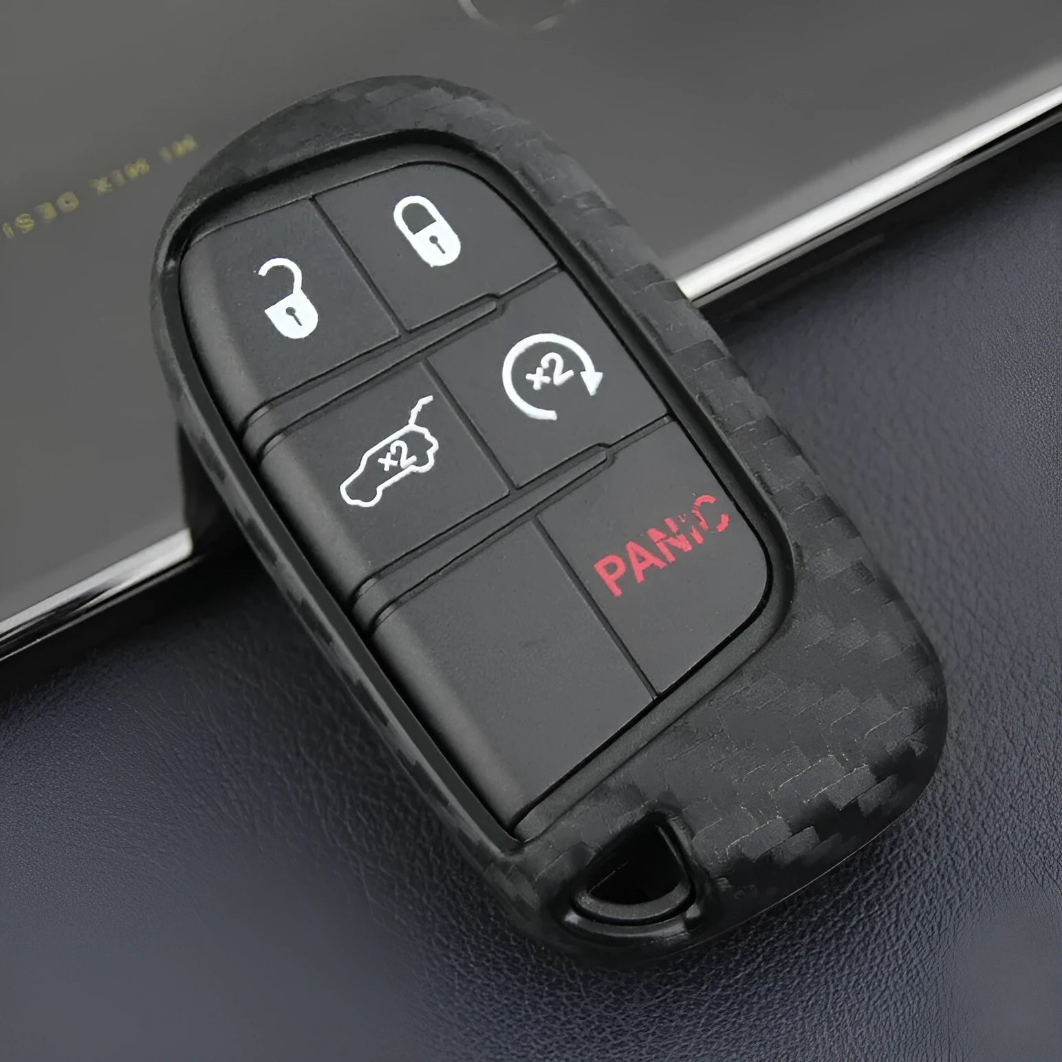 Silicone protection case for Dodge Chrysler Fiat car remote key with carbon fibre texture