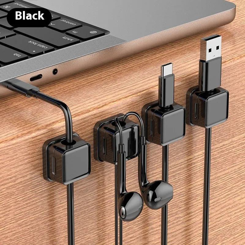 Wall-mounted data cable storage organiser ABS plastic 22mm square black