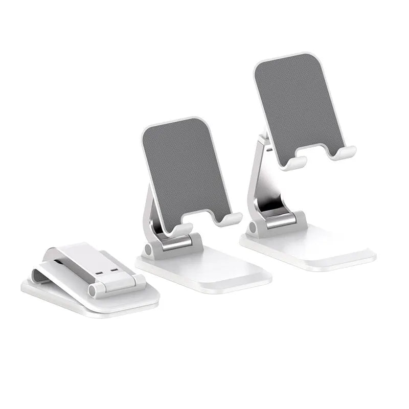 Folding portable desktop phone stand with weighted base in four colour options