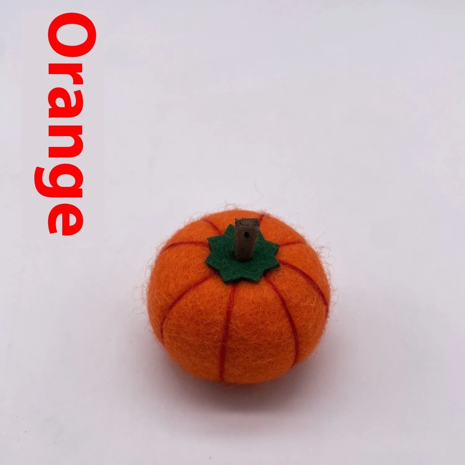 Wool felt pumpkin ornaments for doll decoration in six colours, 5cm diameter