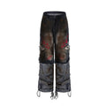 Men's retro jeans with detachable trouser legs showing wide leg denim design