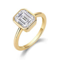Silver geometric closed ring with inlaid moissanite stone in pagoda colour, unisex design