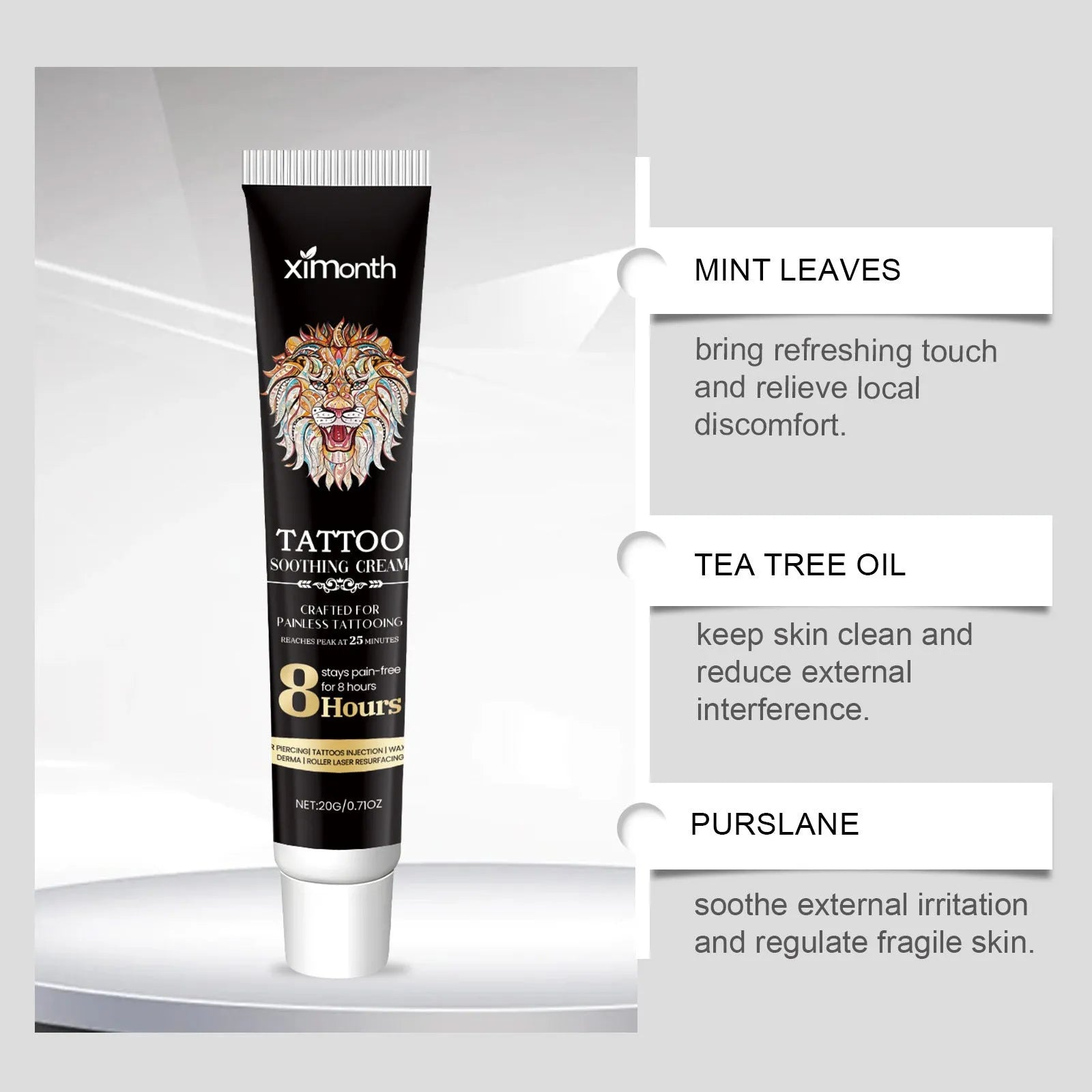 20g tube of Tattoo Soothing Neck Cream for post-tattoo neck care
