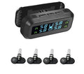 Wireless car tyre pressure monitor with colour screen display and solar panel