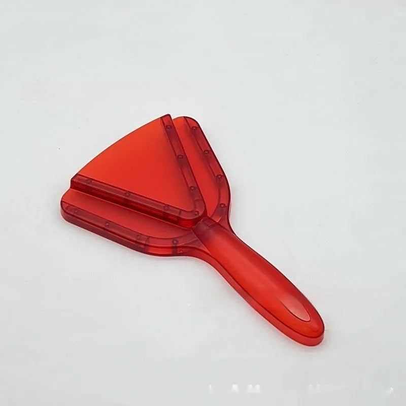 A clear, red, and grey plastic combination can opener and telescopic bottle opener with an adjustable handle on a white background.