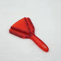 A clear, red, and grey plastic combination can opener and telescopic bottle opener with an adjustable handle on a white background.