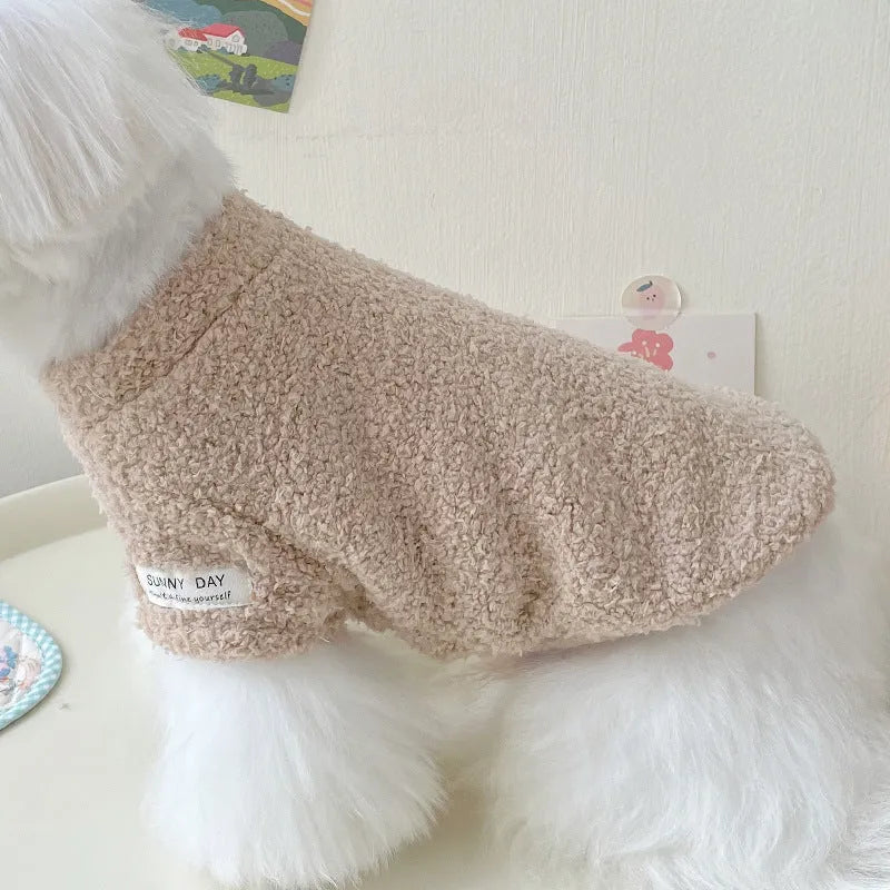Double-sided cloud velvet pet clothes for small dogs or cats in various colours and sizes.