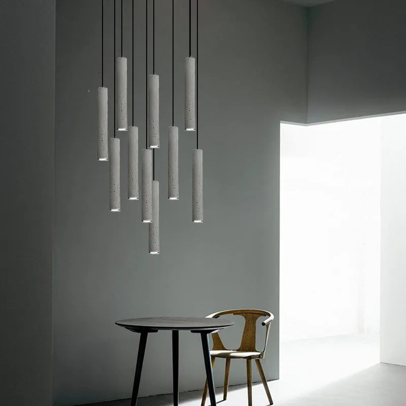 Nordic industrial terrazzo chandelier pendant light 40cm cement finish with white black red or blue terrazzo accents