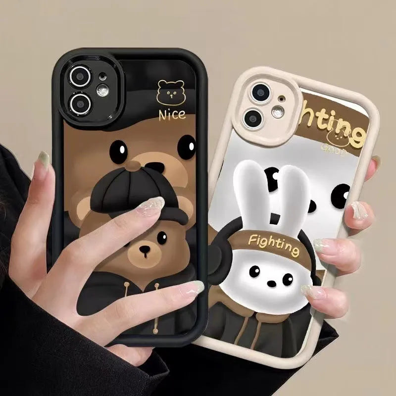 Bear theme TPU phone case for Apple iPhone in Classic Black