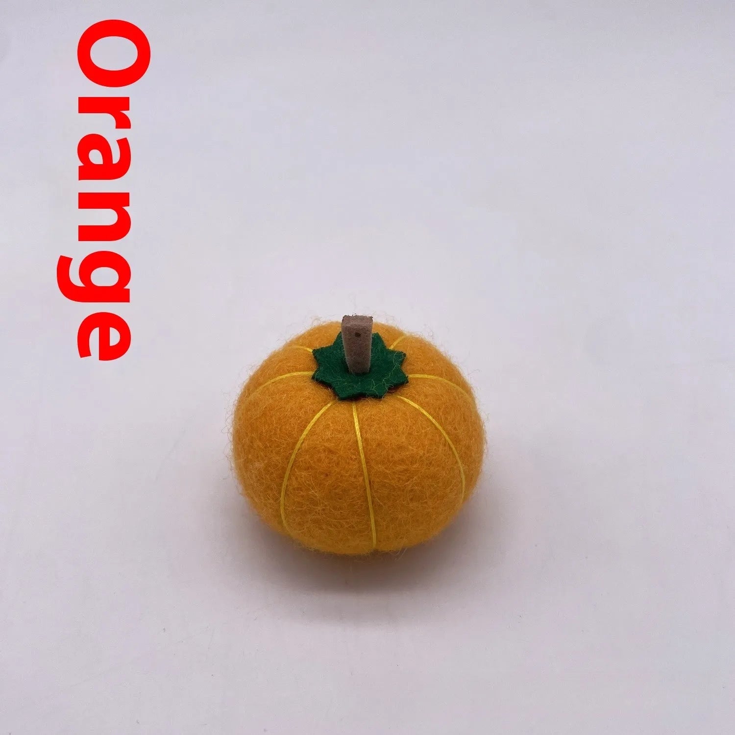 Wool felt pumpkin ornaments for doll decoration in six colours, 5cm diameter