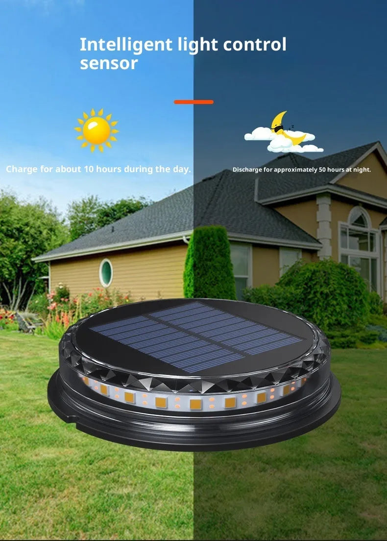 Solar buried light for outdoor lawn, 121x121x26mm, with 17 LEDs and polycrystalline silicon panel