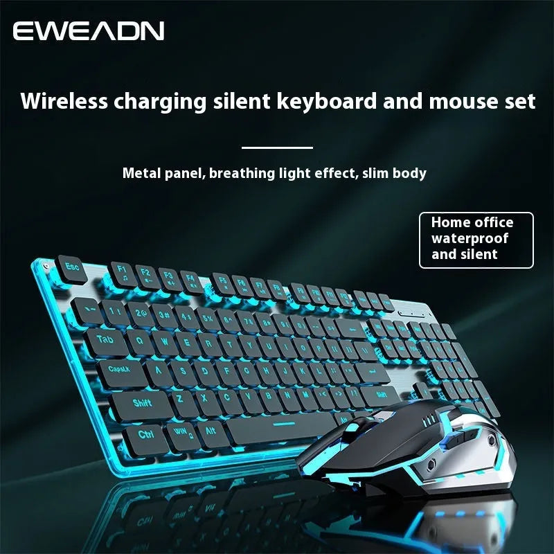 Wireless Bluetooth keyboard with mute button in cherry blossom pink colour on desk