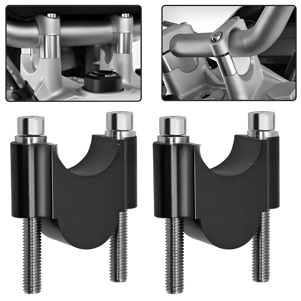 CNC aluminium alloy motorcycle lifting code in 22mm black finish on workbench