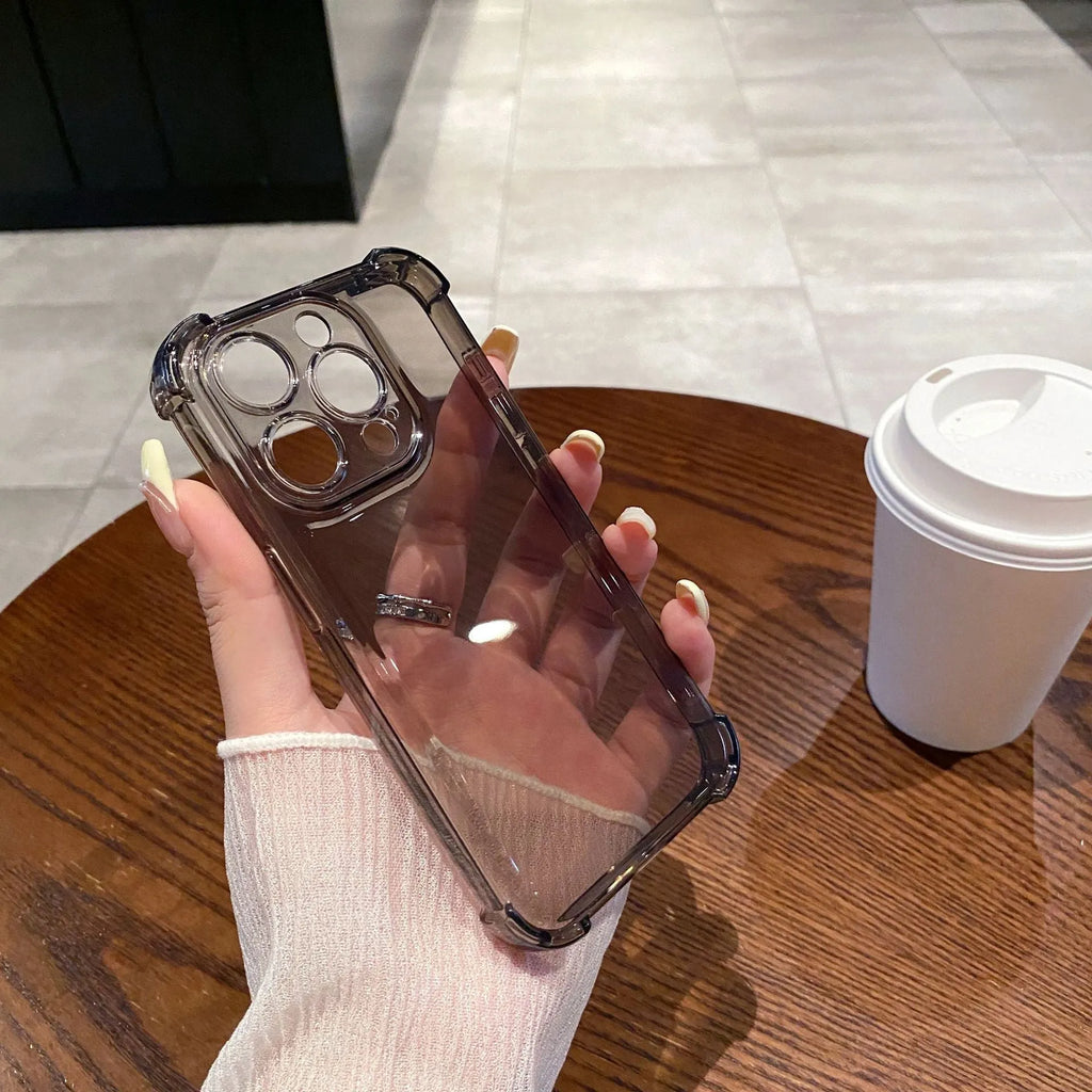 Transparent TPU mobile phone case with four-corner drop-resistant airbag for Apple iPhone