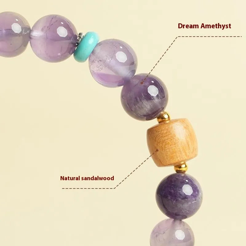 Handmade purple amethyst crystal bracelet for women showing 6mm and 8mm bead size options