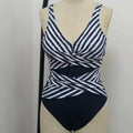 Women's sleeveless striped one-piece swimsuit in picture colour for swimming and wading, sizes S-3XL