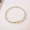 Handmade women's jade bracelet with 3mm beads in green aventurine, shown in 15cm length.