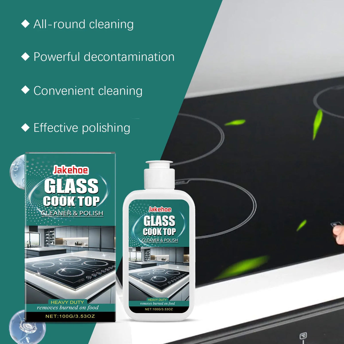 Glass stove cleaning polish 100g liquid decontamination cleaner for stovetop brightening
