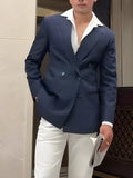 Men's striped double breasted blazer in regular fit polyester fabric