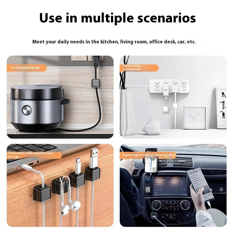 Wall-mounted data cable storage organiser ABS plastic 22mm square black