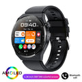 Black silicone strap silver vinyl case smartwatch with Bluetooth calling and health monitoring features on wrist