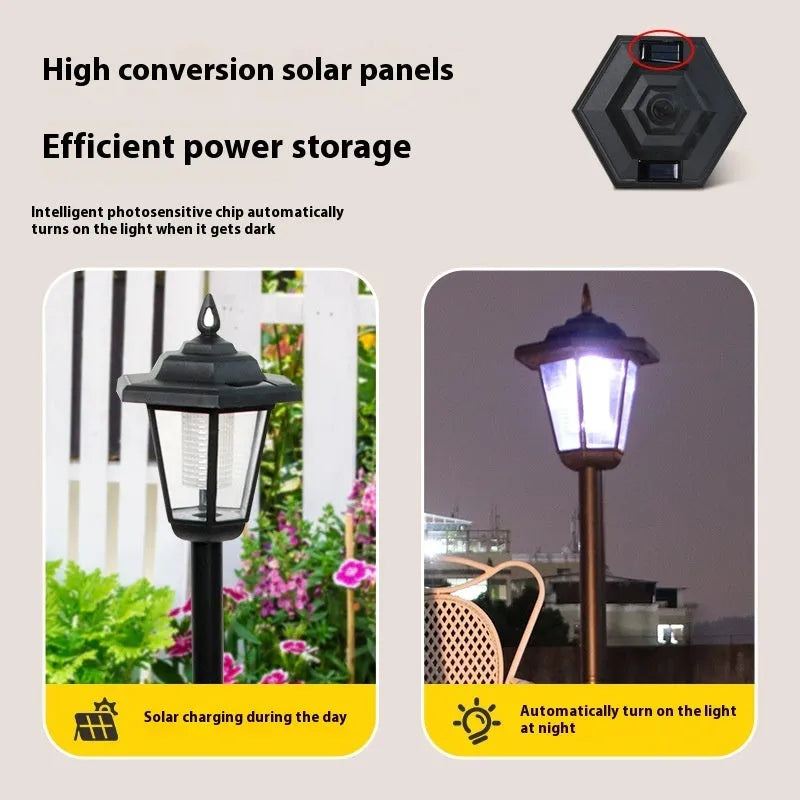 Solar garden lamp hexagonal plastic outdoor lawn lamp landscape lighting 82CM