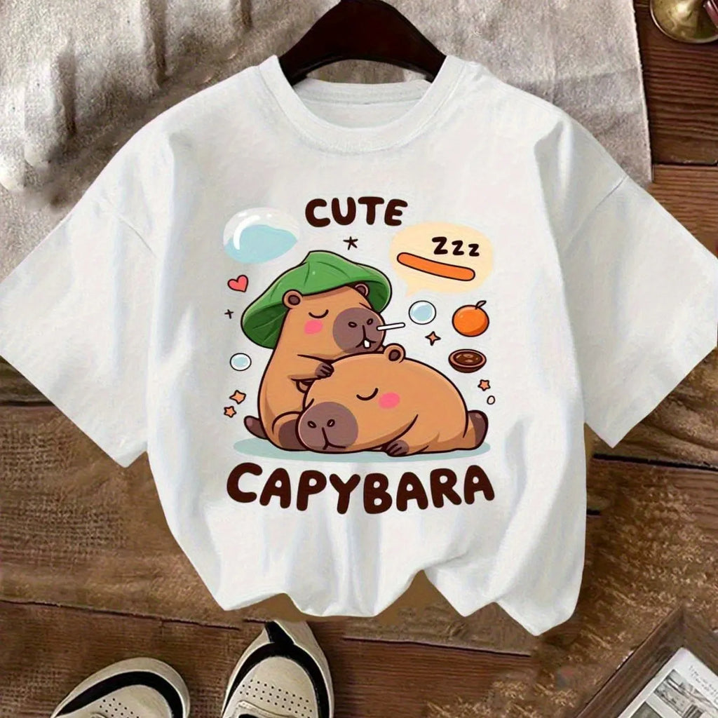Children's cotton round neck short sleeve T-shirt in sports style, three colour options