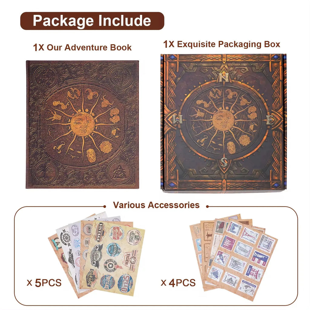 Gold DIY Our Adventure Book photo album with hard cardboard cover and 132 kraft paper pages