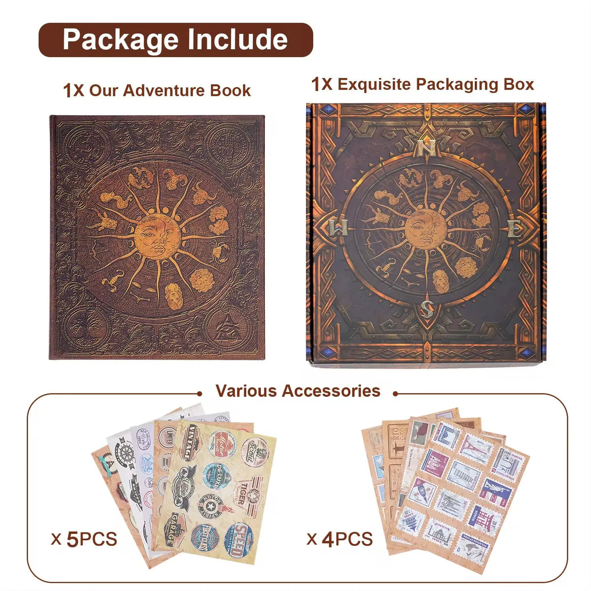 Gold DIY Our Adventure Book photo album with hard cardboard cover and 132 kraft paper pages