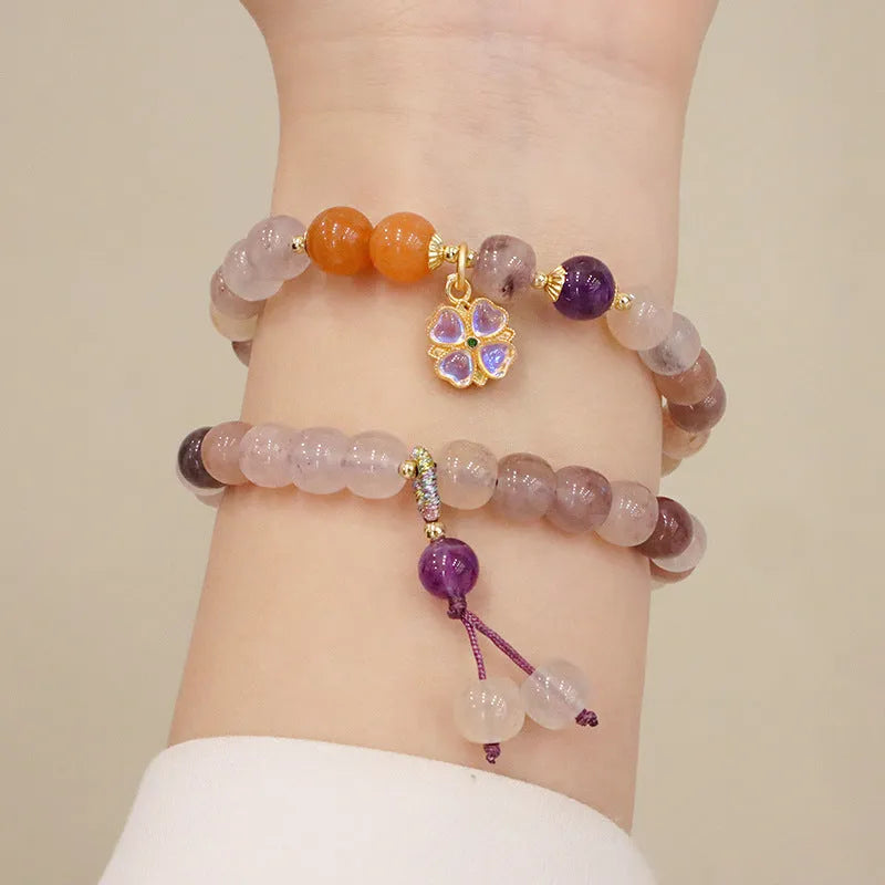 Natural Jinsi Jade violet flower bracelet with Violet Ball pendant